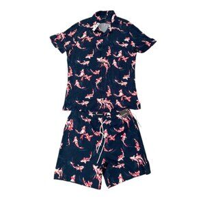Express Koi Fish Print Matching Shirt & Shorts Set Size S